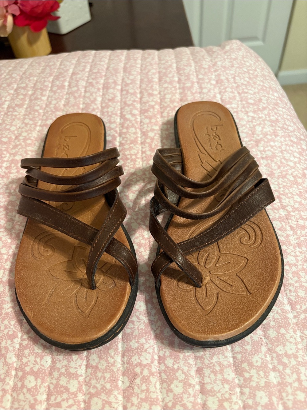 b.o.c. Brown Multi-Strap Slide Sandals
